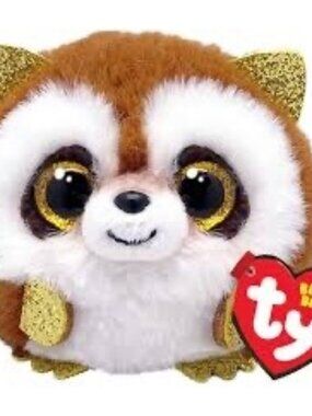 Ty Puffies “Pickpocket” the Raccoon – Round Plush Ball w/ Glitter Accents